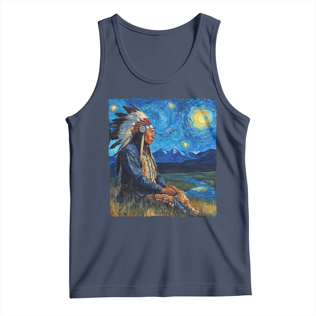 Native American Indian Van Goghs Starry Night Tank Top TS11 Navy Print Your Wear