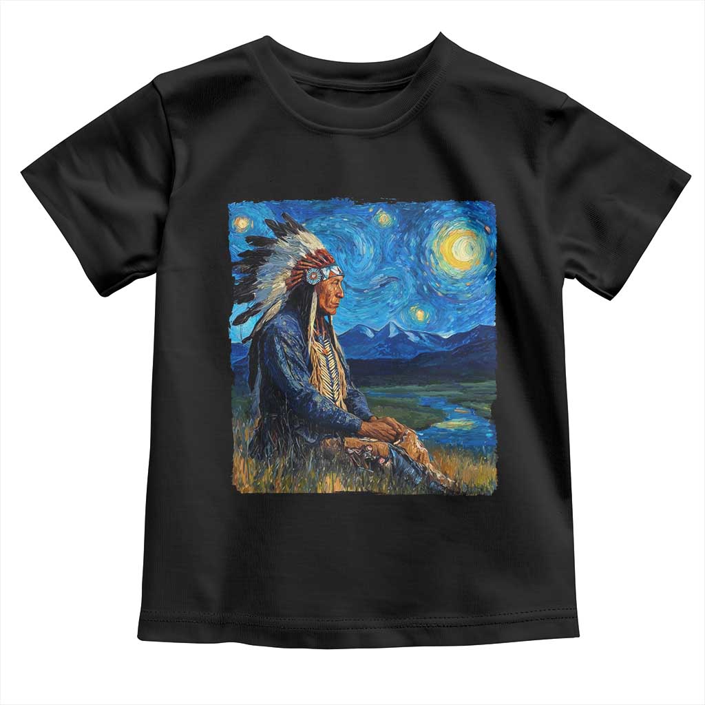 Native American Indian Van Goghs Starry Night Toddler T Shirt TS11 Black Print Your Wear