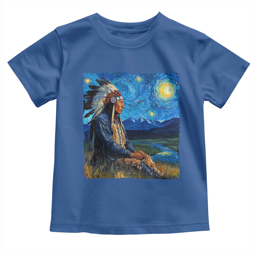 Native American Indian Van Goghs Starry Night Toddler T Shirt TS11 Royal Blue Print Your Wear