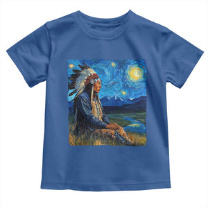 Native American Indian Van Goghs Starry Night Toddler T Shirt TS11 Royal Blue Print Your Wear