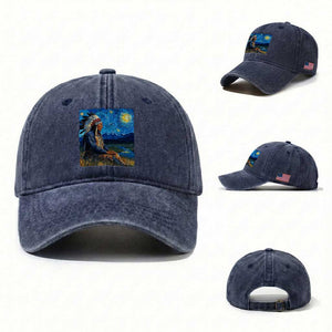 Native American Indian Van Goghs Starry Night Washed Cotton Baseball Cap
