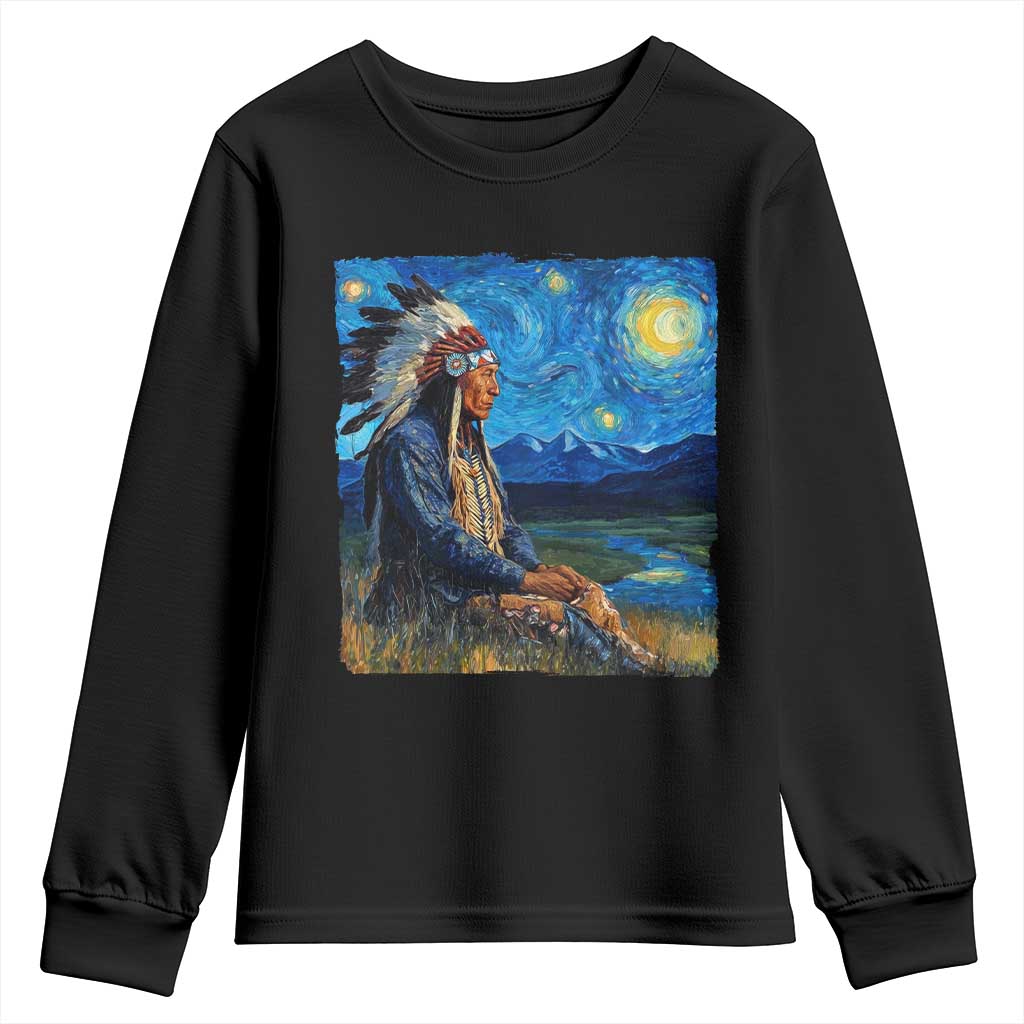 Native American Indian Van Goghs Starry Night Youth Sweatshirt TS11 Black Print Your Wear