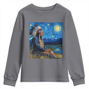 Native American Indian Van Goghs Starry Night Youth Sweatshirt TS11 Charcoal Print Your Wear