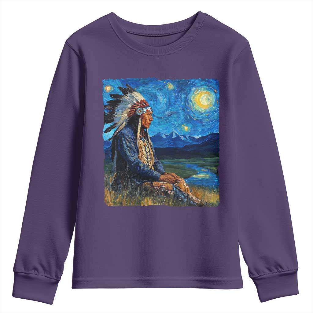 Native American Indian Van Goghs Starry Night Youth Sweatshirt TS11 Purple Print Your Wear