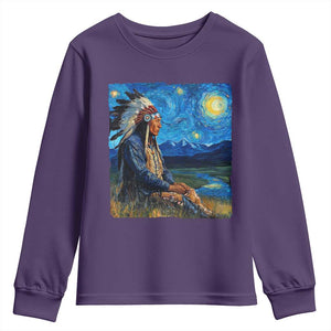 Native American Indian Van Goghs Starry Night Youth Sweatshirt TS11 Purple Print Your Wear