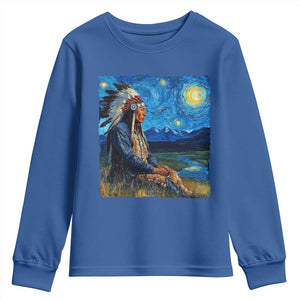Native American Indian Van Goghs Starry Night Youth Sweatshirt TS11 Royal Blue Print Your Wear