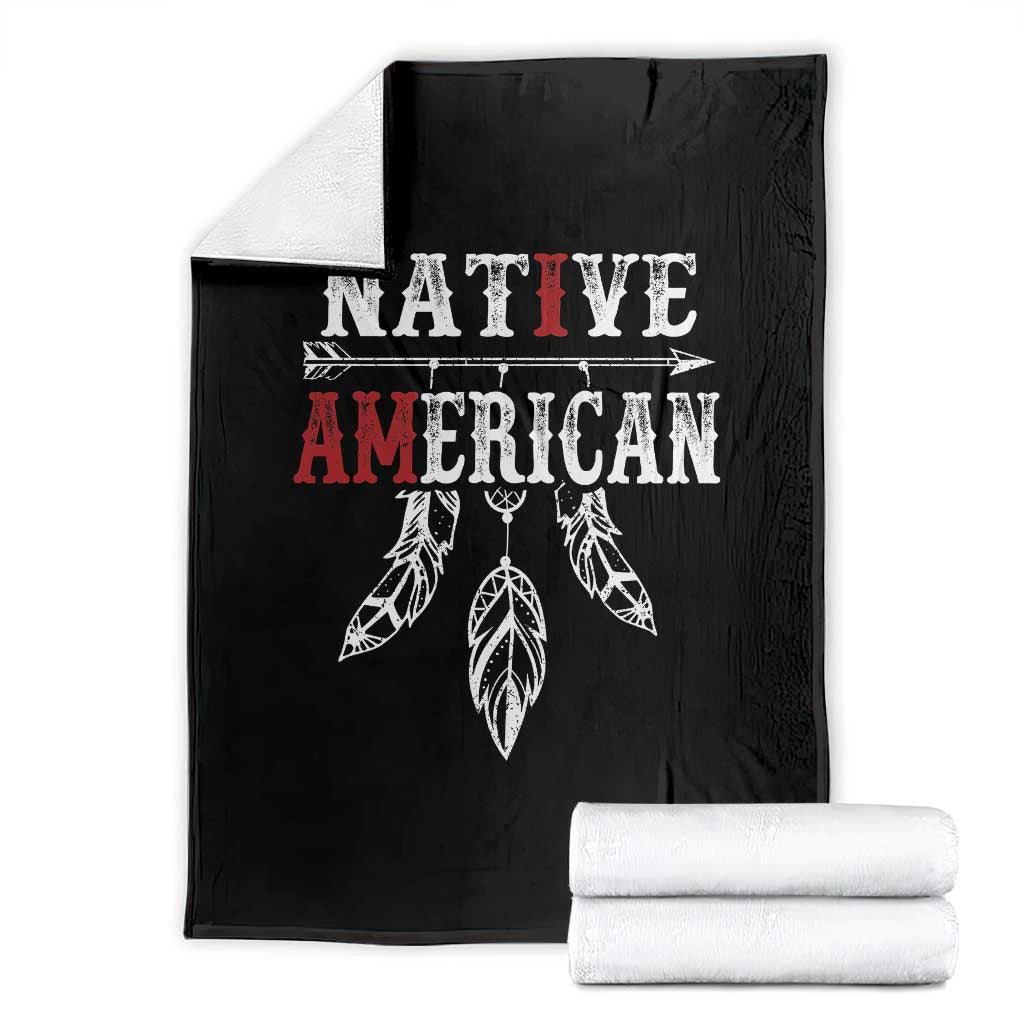 I Am Native American Throw Blanket Indigenous Pride Vintage Dreamcatcher Arrow TS11 Black Print Your Wear