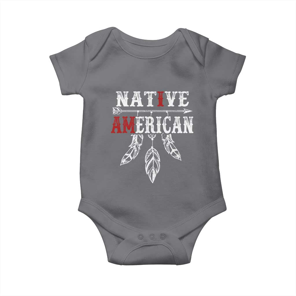I Am Native American Baby Onesie Indigenous Pride Vintage Dreamcatcher Arrow TS11 Charcoal Print Your Wear