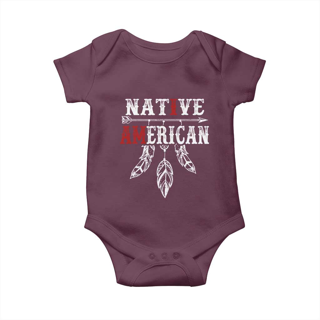 I Am Native American Baby Onesie Indigenous Pride Vintage Dreamcatcher Arrow TS11 Maroon Print Your Wear