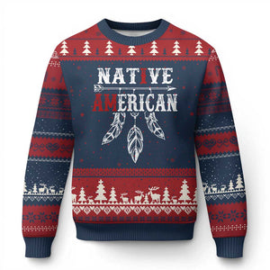 I Am Native American Ugly Christmas Sweater Indigenous Pride Vintage Dreamcatcher Arrow - Print Your Wear