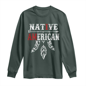 I Am Native American Long Sleeve Shirt Indigenous Pride Vintage Dreamcatcher Arrow TS11 Dark Forest Green Print Your Wear