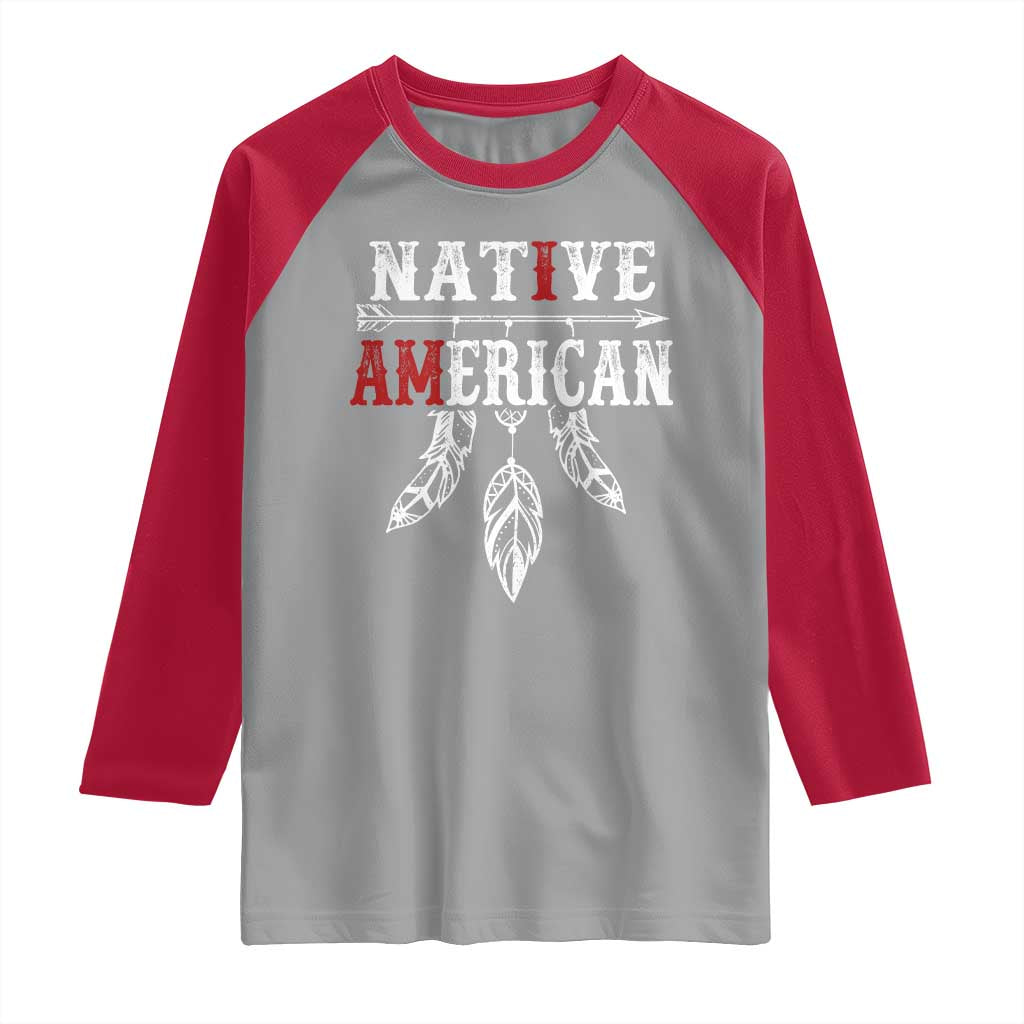 I Am Native American Raglan Shirt Indigenous Pride Vintage Dreamcatcher Arrow TS11 Sport Gray Red Print Your Wear