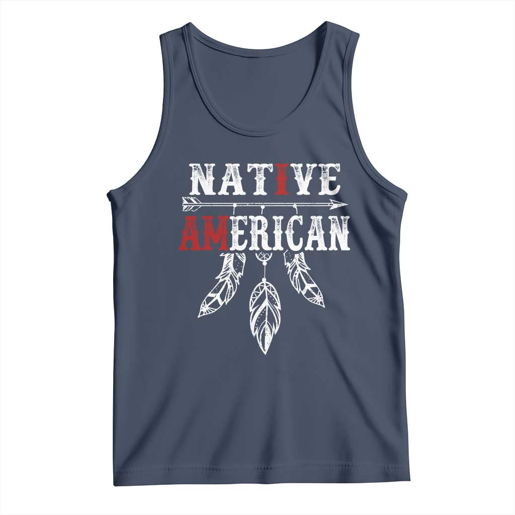 I Am Native American Tank Top Indigenous Pride Vintage Dreamcatcher Arrow TS11 Navy Print Your Wear