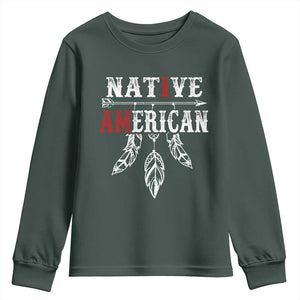 I Am Native American Youth Sweatshirt Indigenous Pride Vintage Dreamcatcher Arrow TS11 Dark Forest Green Print Your Wear