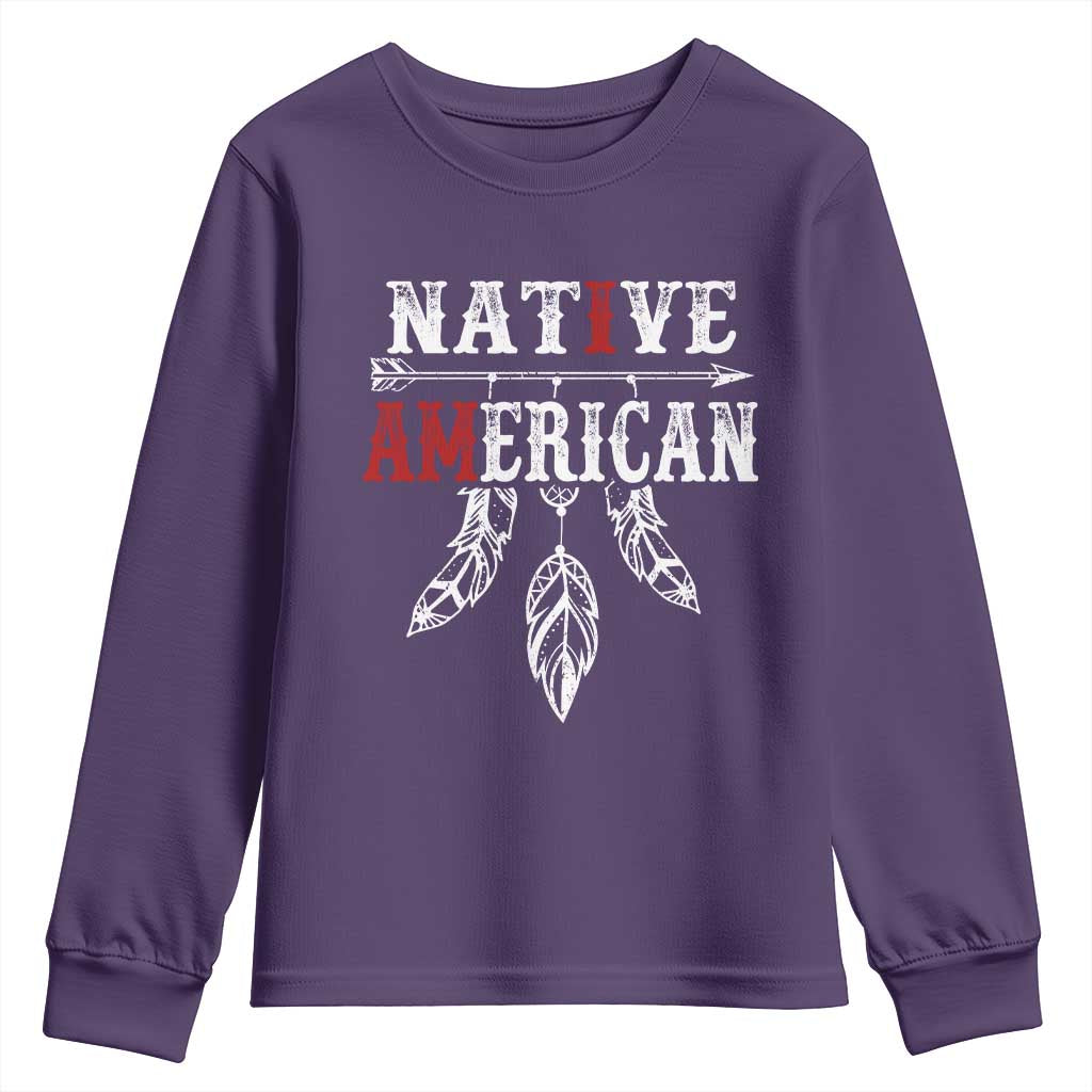 I Am Native American Youth Sweatshirt Indigenous Pride Vintage Dreamcatcher Arrow TS11 Purple Print Your Wear