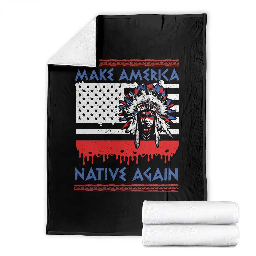 Make America Native Again Throw Blanket Native Indian Pride USA Flag TS11 Black Print Your Wear