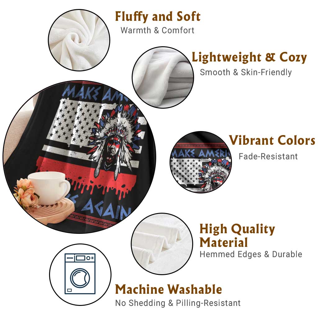 Make America Native Again Throw Blanket Native Indian Pride USA Flag TS11 Print Your Wear