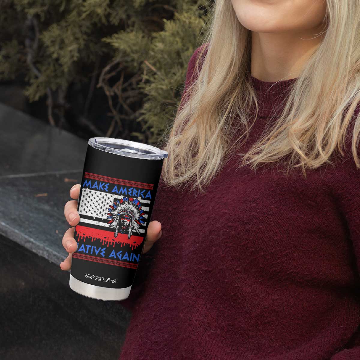 Make America Native Again Tumbler Cup Native Indian Pride USA Flag TS11 Print Your Wear