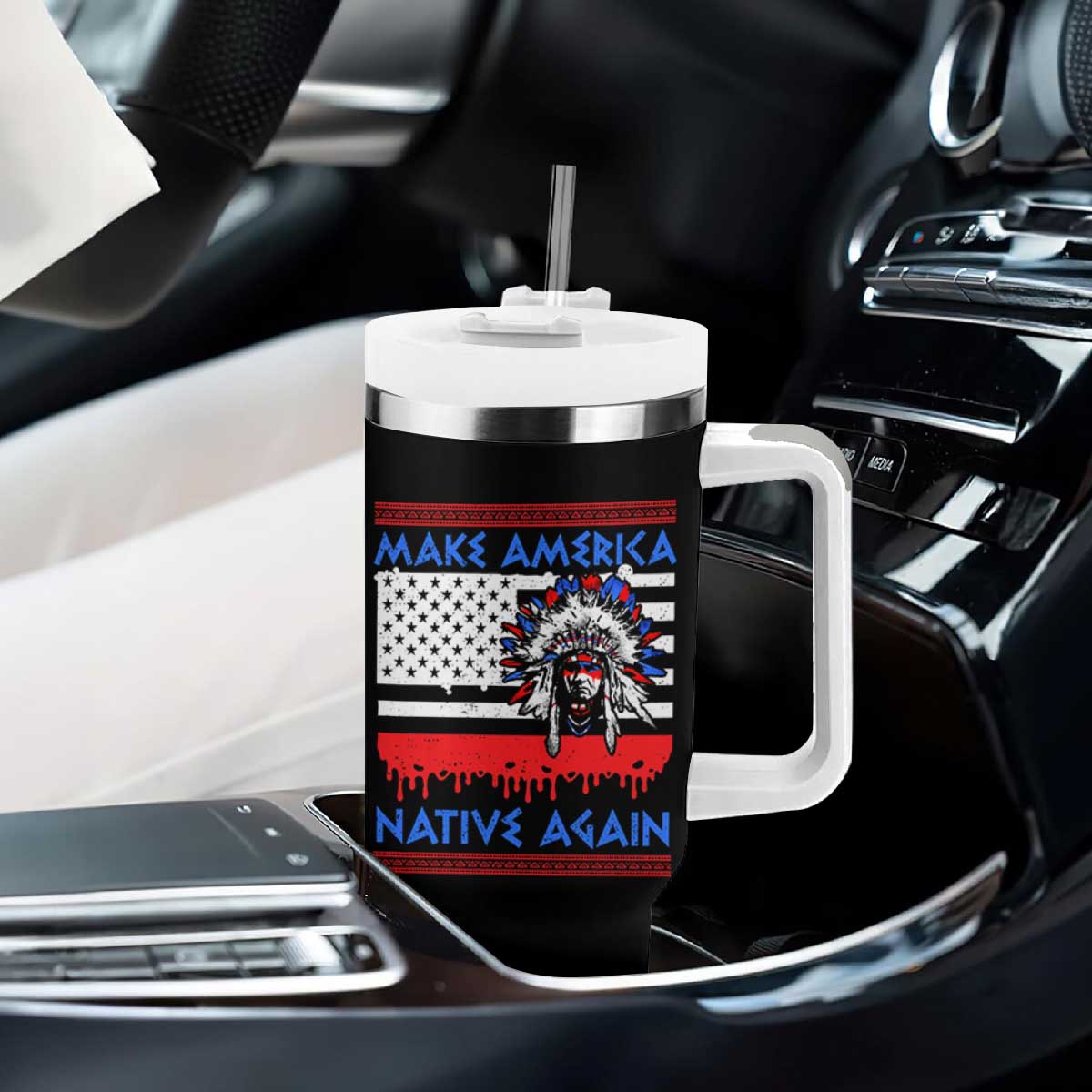 Make America Native Again Tumbler With Handle Native Indian Pride USA Flag TS11 Print Your Wear