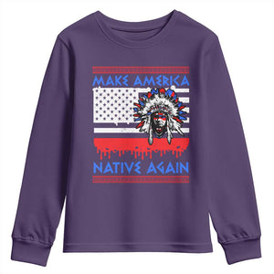 Make America Native Again Youth Sweatshirt Native Indian Pride USA Flag TS11 Purple Print Your Wear