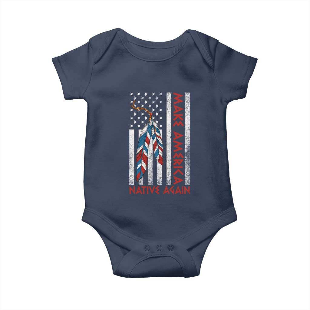 Make America Native Again Baby Onesie Indigenous Peoples Day USA Flag TS11 Navy Print Your Wear
