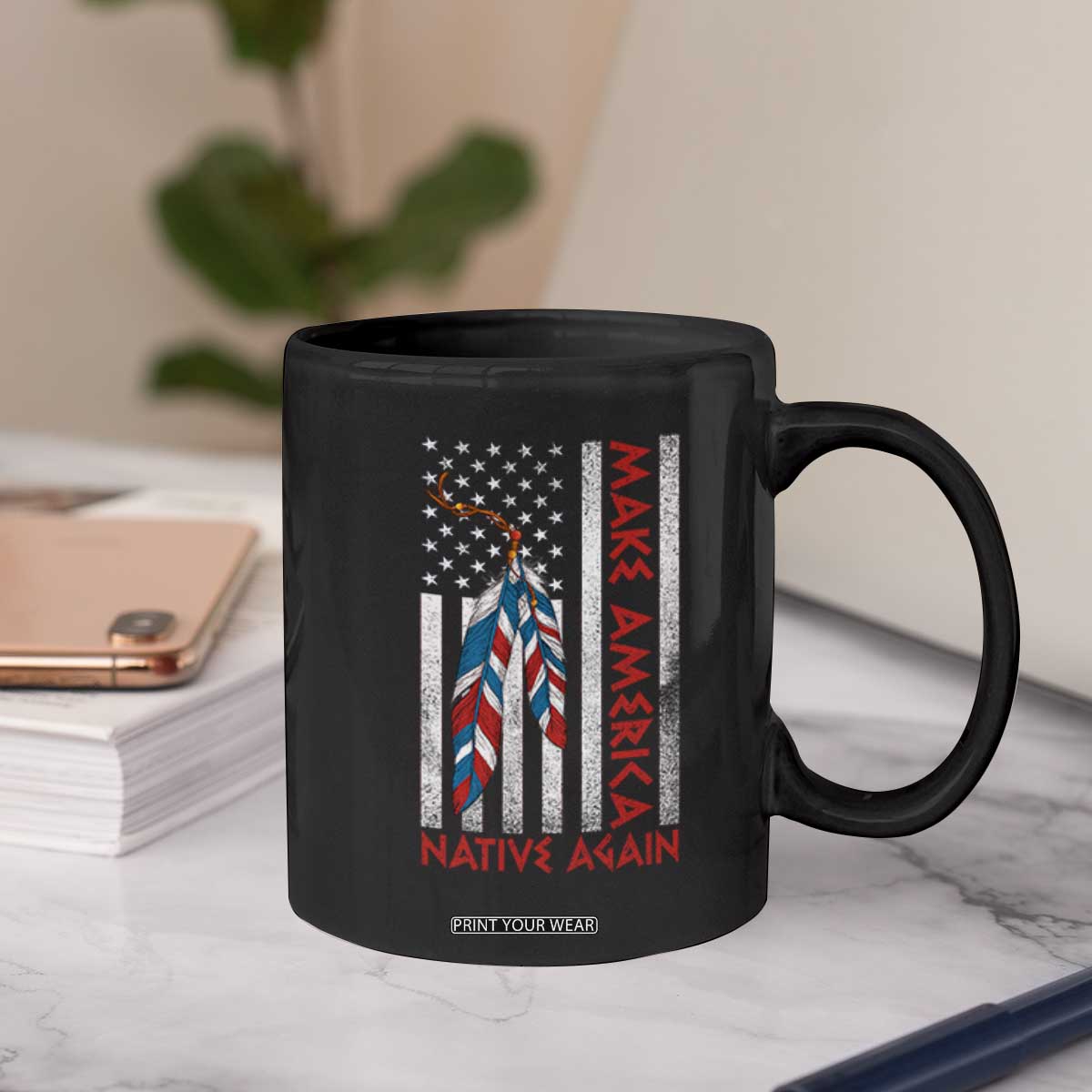 Make America Native Again Coffee Mug Indigenous Peoples Day USA Flag TS11 Print Your Wear