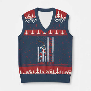 Make America Native Again V-Neck Knit Sweater Vest Indigenous Peoples Day USA Flag TS11 Navy Red Print Your Wear
