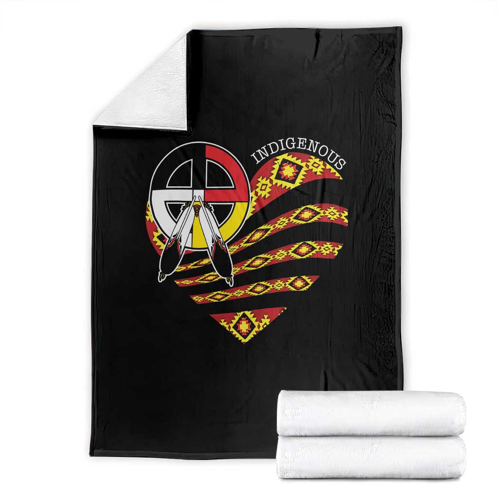 Indigenous Pride Native American Medicine Wheel Throw Blanket TS11 Black Print Your Wear