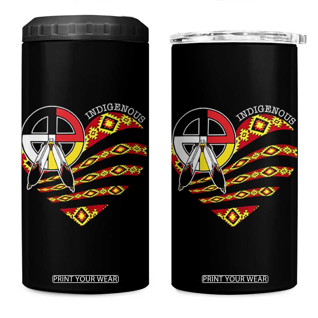 Indigenous Pride Native American Medicine Wheel 4 in 1 Can Cooler Tumbler TS11 One Size: 16 oz Black Print Your Wear