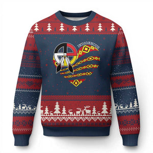 Indigenous Pride Native American Medicine Wheel Ugly Christmas Sweater TS11 Navy Red Print Your Wear