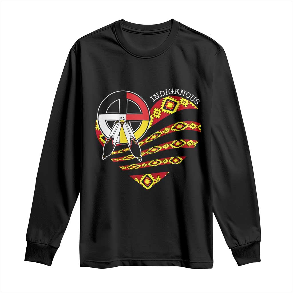 Indigenous Pride Native American Medicine Wheel Long Sleeve Shirt TS11 Black Print Your Wear