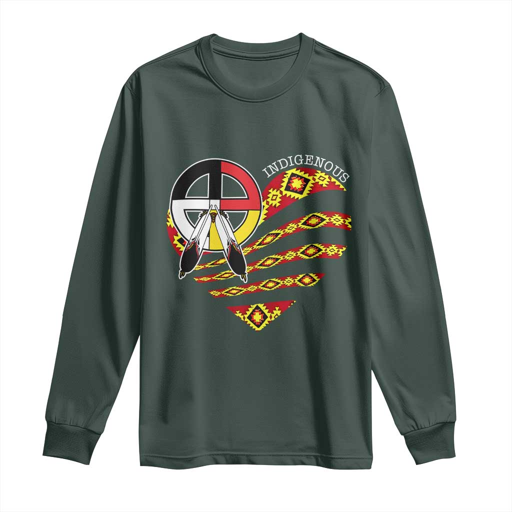 Indigenous Pride Native American Medicine Wheel Long Sleeve Shirt TS11 Dark Forest Green Print Your Wear