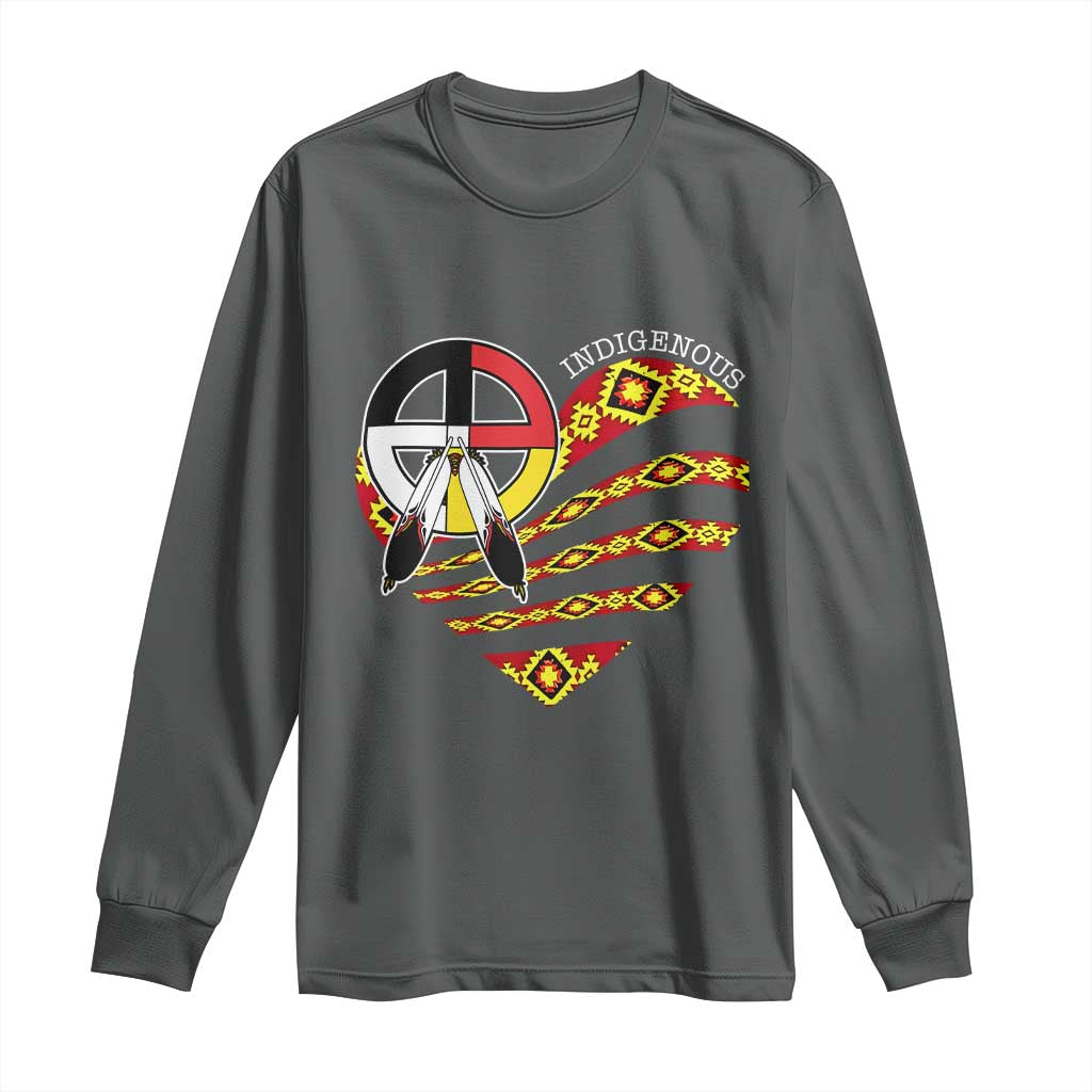 Indigenous Pride Native American Medicine Wheel Long Sleeve Shirt TS11 Dark Heather Print Your Wear