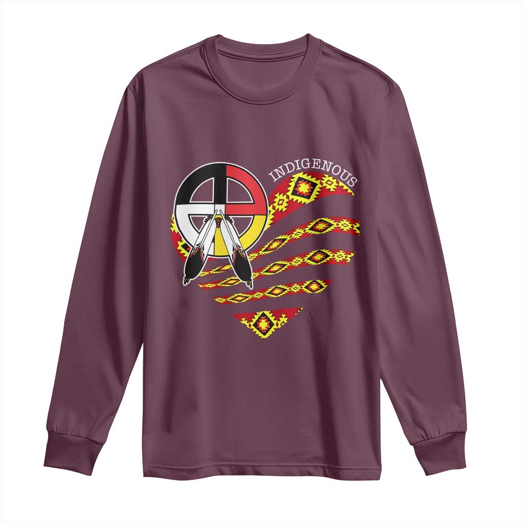 Indigenous Pride Native American Medicine Wheel Long Sleeve Shirt TS11 Maroon Print Your Wear