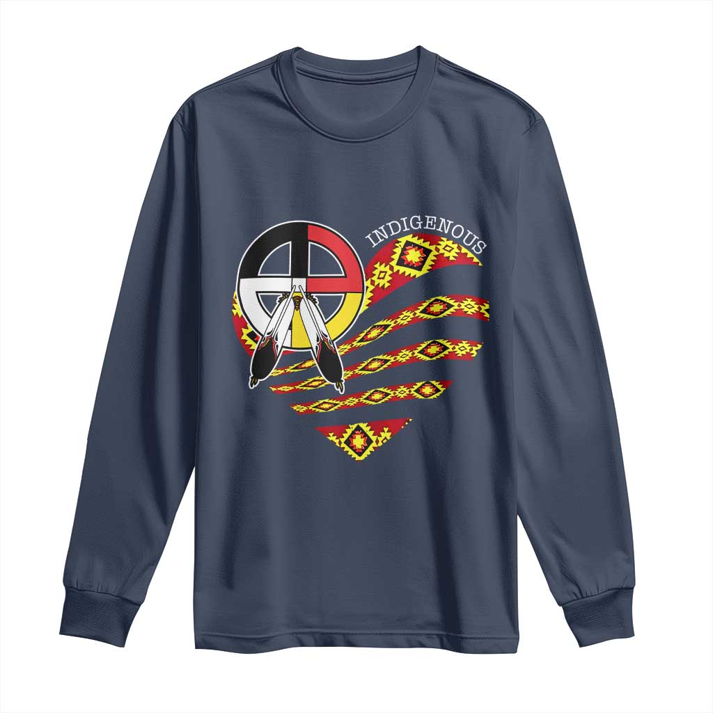 Indigenous Pride Native American Medicine Wheel Long Sleeve Shirt TS11 Navy Print Your Wear