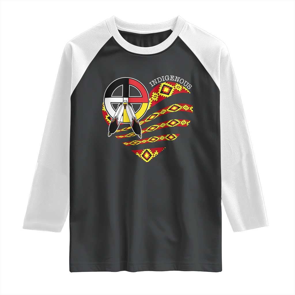 Indigenous Pride Native American Medicine Wheel Raglan Shirt TS11 Black White Print Your Wear