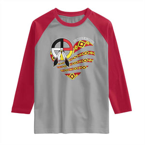 Indigenous Pride Native American Medicine Wheel Raglan Shirt TS11 Sport Gray Red Print Your Wear