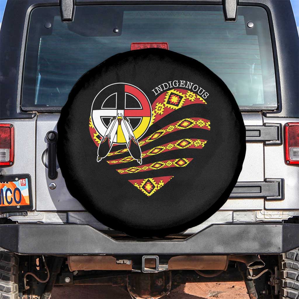 Indigenous Pride Native American Medicine Wheel Spare Tire Cover TS11 No hole Black Print Your Wear