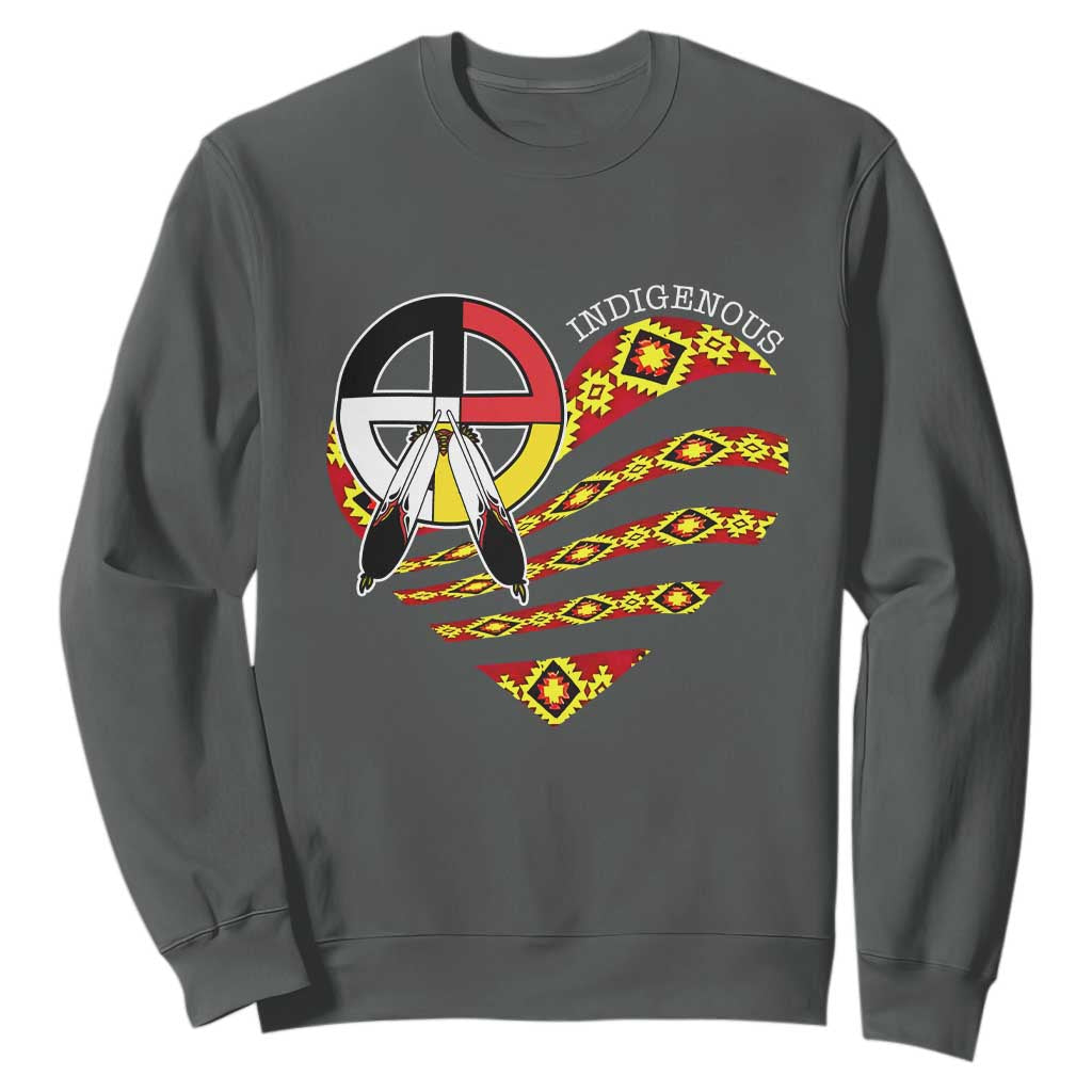 Indigenous Pride Native American Medicine Wheel Sweatshirt TS11 Dark Heather Print Your Wear