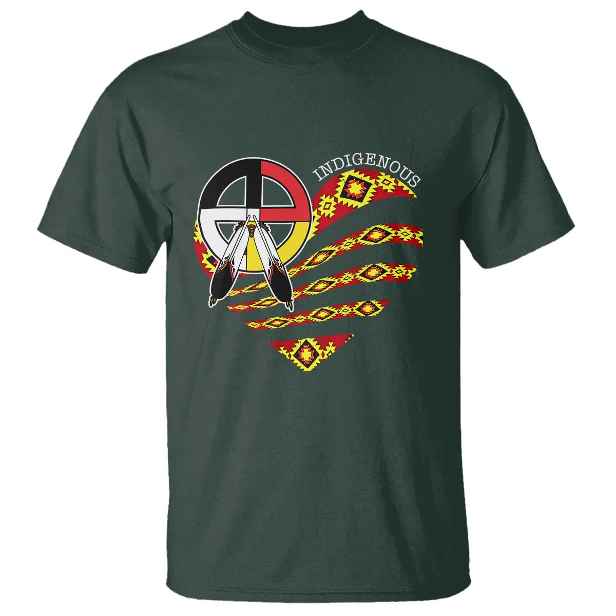 Indigenous Pride Native American Medicine Wheel T Shirt TS11 Dark Forest Green Print Your Wear