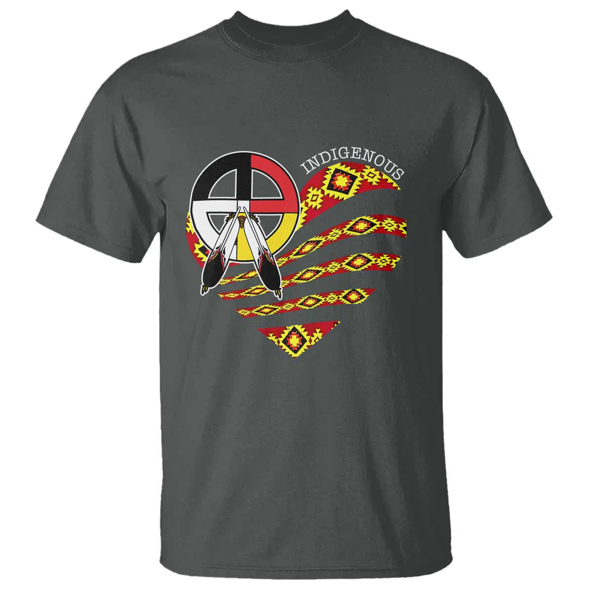 Indigenous Pride Native American Medicine Wheel T Shirt TS11 Dark Heather Print Your Wear