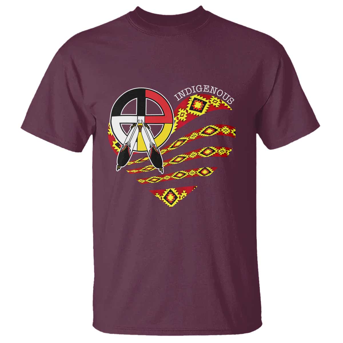 Indigenous Pride Native American Medicine Wheel T Shirt TS11 Maroon Print Your Wear