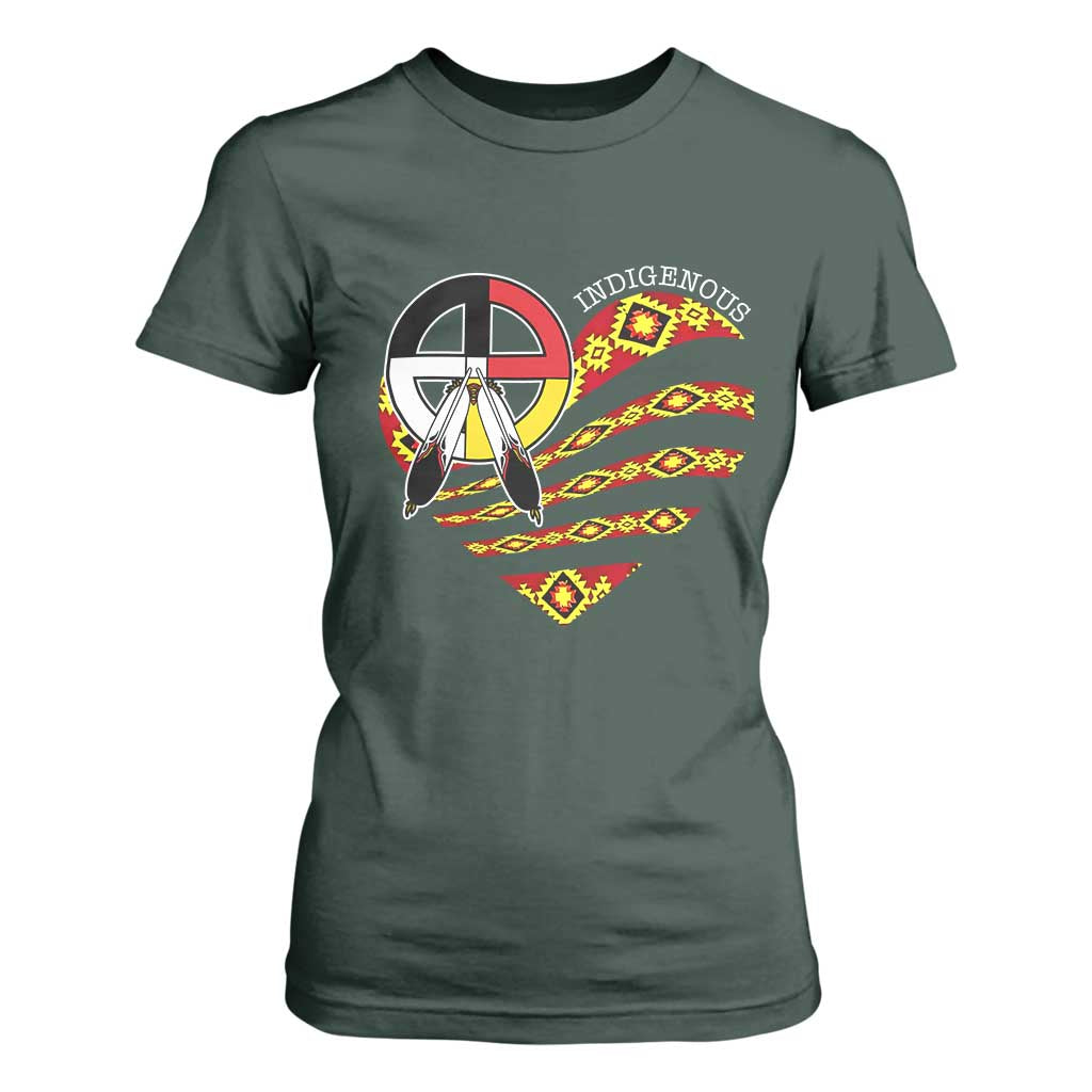 Indigenous Pride Native American Medicine Wheel T Shirt For Women TS11 Dark Forest Green Print Your Wear