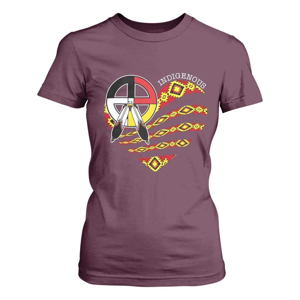 Indigenous Pride Native American Medicine Wheel T Shirt For Women TS11 Maroon Print Your Wear