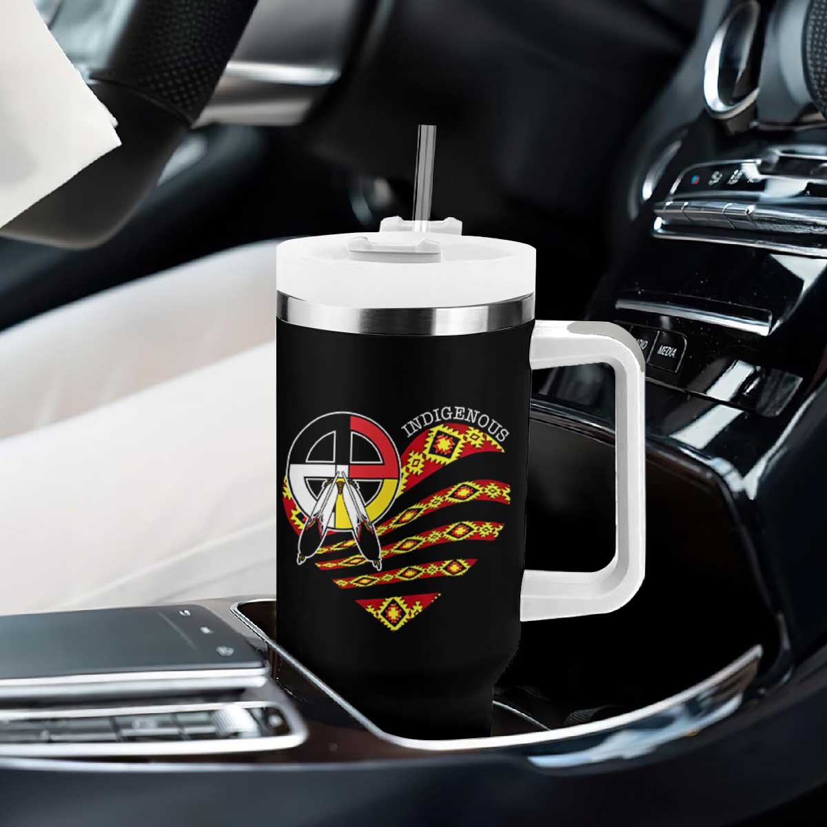 Indigenous Pride Native American Medicine Wheel Tumbler With Handle TS11 Print Your Wear