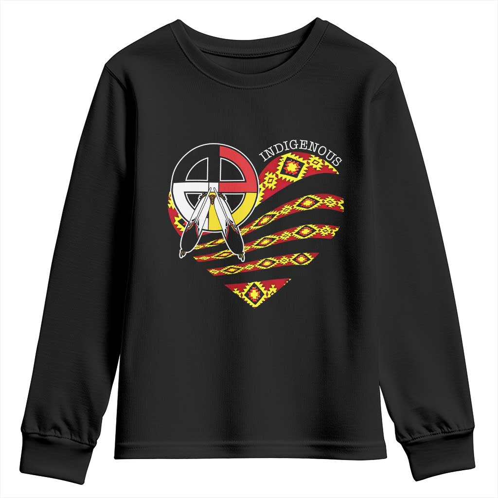 Indigenous Pride Native American Medicine Wheel Youth Sweatshirt TS11 Black Print Your Wear