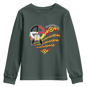 Indigenous Pride Native American Medicine Wheel Youth Sweatshirt TS11 Dark Forest Green Print Your Wear