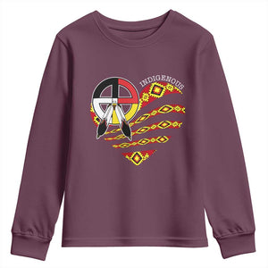 Indigenous Pride Native American Medicine Wheel Youth Sweatshirt TS11 Maroon Print Your Wear