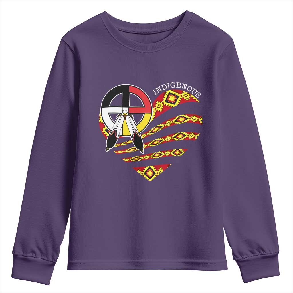 Indigenous Pride Native American Medicine Wheel Youth Sweatshirt TS11 Purple Print Your Wear