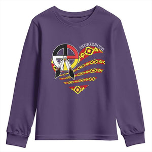Indigenous Pride Native American Medicine Wheel Youth Sweatshirt TS11 Purple Print Your Wear